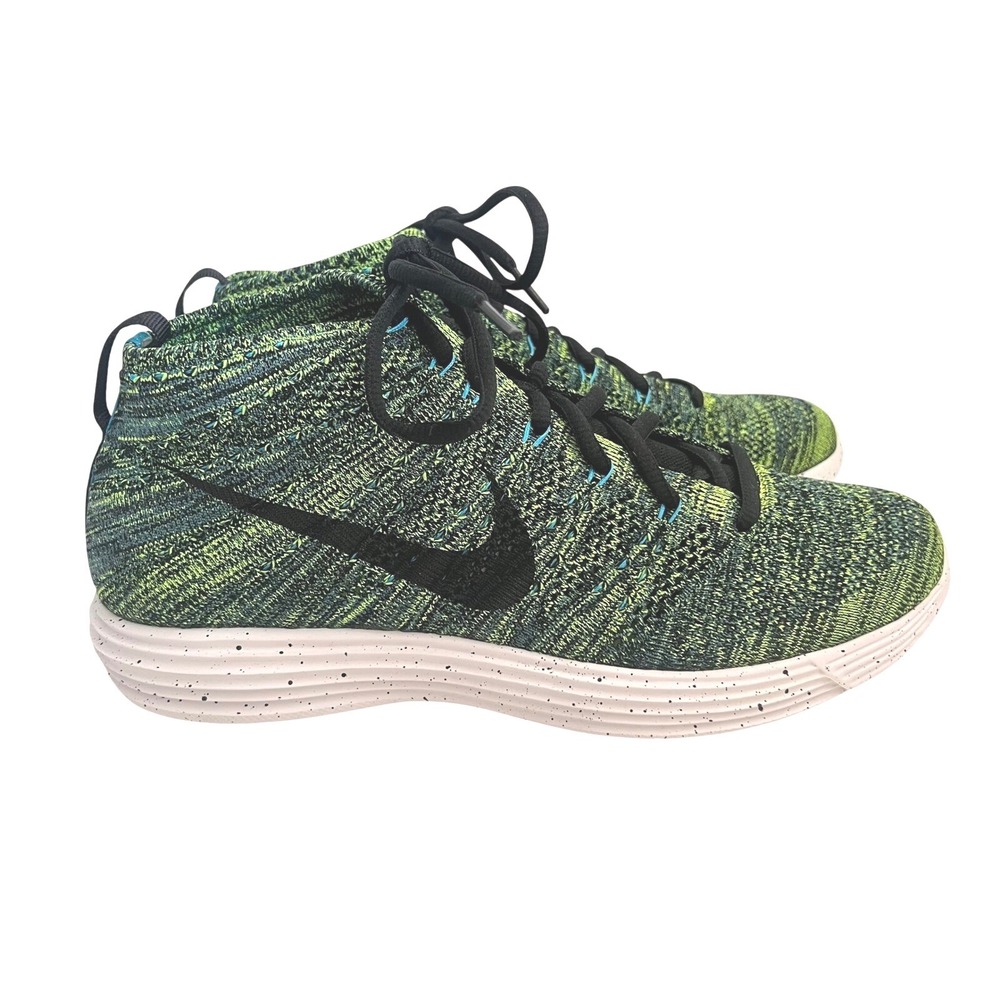 Nike Lunar Flyknit Chukka Electric Green Black Speckled Mens Size 8